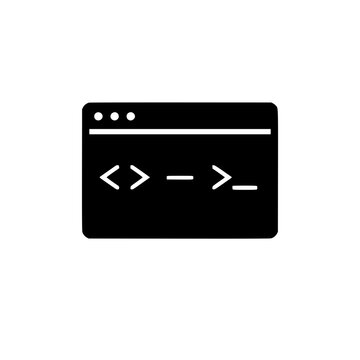Black browser window icon with coding symbols