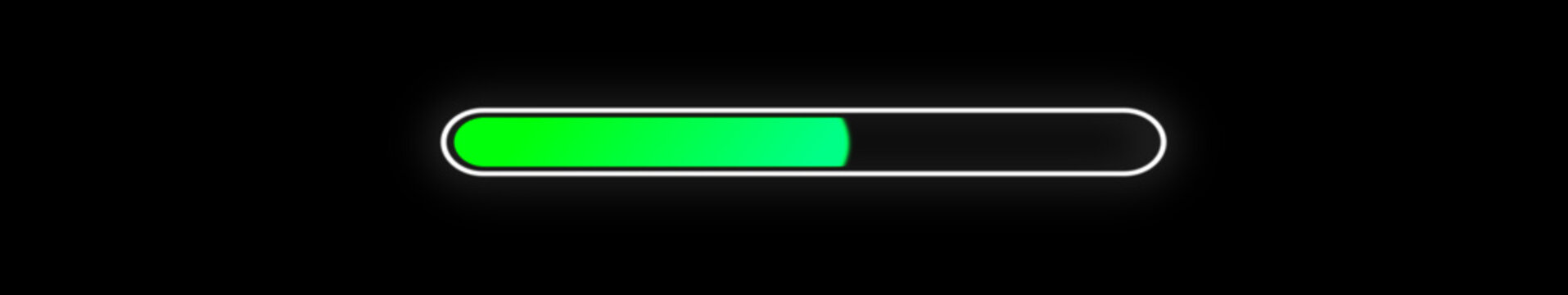 Glow Progress Bar Animation on Black Background. Download Progress, Preloader Animation Web Design Template. Seamless Loop Animation in 4K Ultrawide with Alpha Channel.