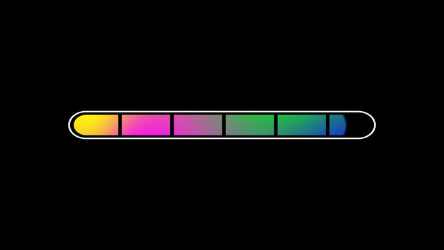 Multi Color Progress Bar Animation on Black Background. Download Progress, Preloader Animation Web Design Template. Seamless Loop Animation in 4K with Alpha Channel.