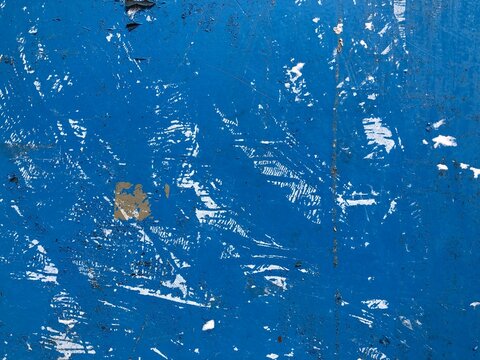 Blue and white torn street poster collage with weathered ripped paper layers and grunge textures
