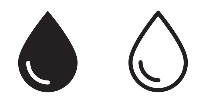 Water drop liquid symbol silhouette and outline vector illustration design element with silhouette collection illustration isolated moisture