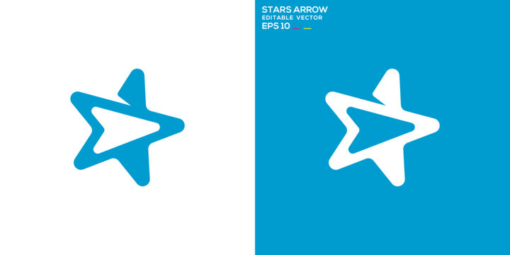 Arrow star logo. Guidance, direction, speed, up. Vector icon symbol design template.