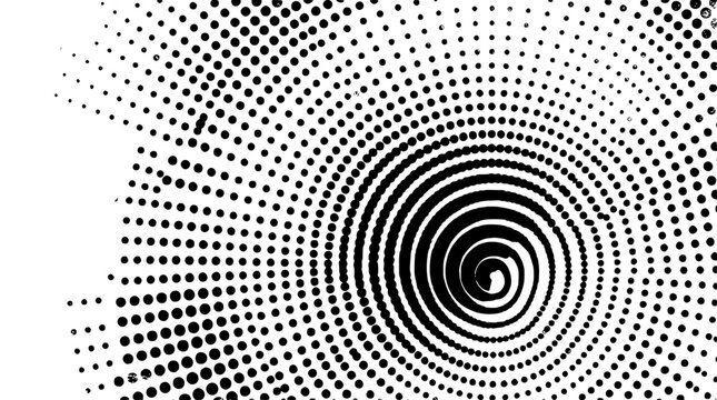 Abstract halftone dot spiral vortex background optical illusion pattern vector illustration