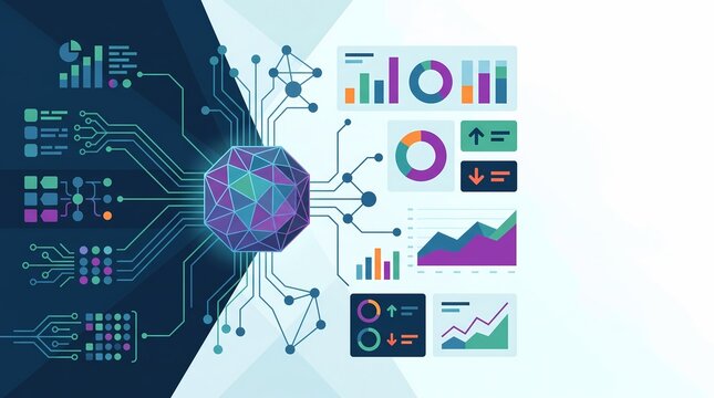 Business Intelligence and AI Concept for Data Visualization and Strategic Decision Making