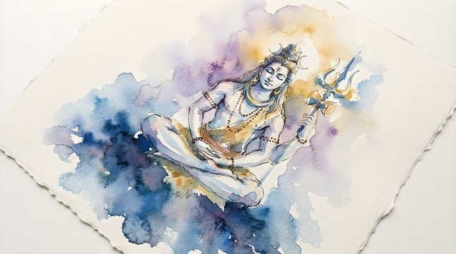 Meditating figure holding trident