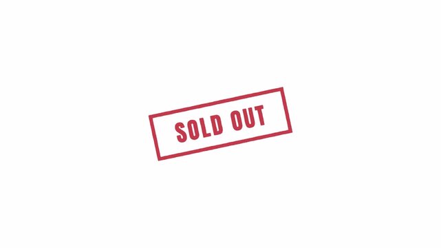 Sold out sign , red stamp on transparent background , for retail commerce and limited stock availability concept video in 4K with Alpha Channel. SOLD OUT  sign animation
