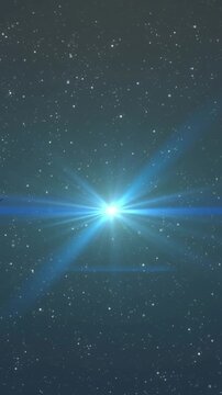 Animation of glowing spot flickering and disappearing on night sky with stars surrounded by trees