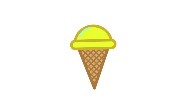 Yellow Ice Cream Cone Cartoon Vector Illustration on White
