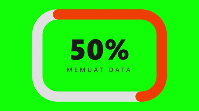 Modern Data Loading Progress Bar Animation with Percentage 25 to 75 Percent on Green Screen Background Chroma Key