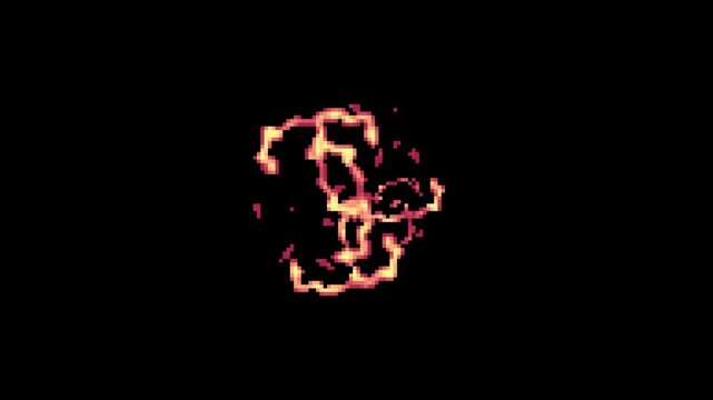 thunder elemental animation in pixel art style with black screen background