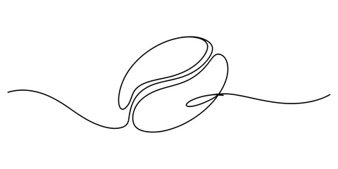 Obraz premium Single continuous line drawing of a roasted coffee bean icon for cafe design