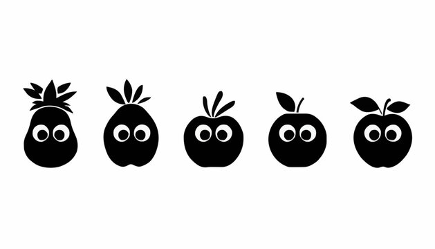 Cute Fruit Silhouette Icons