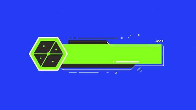 Futuristic Green Lower Third Banner with Hexagonal HUD Design for Professional Production and Gaming