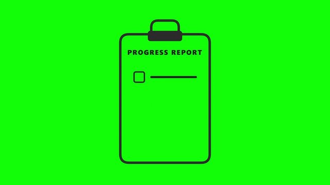 Progress Report Checklist Animation on Green Screen Background for Business and Productivity Tracking