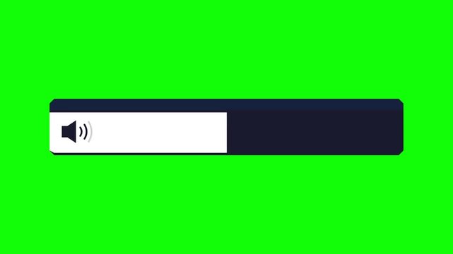 Minimalist Animated Volume Bar Control with Speaker Icon Increasing Levels on Green Screen Chroma Key Background