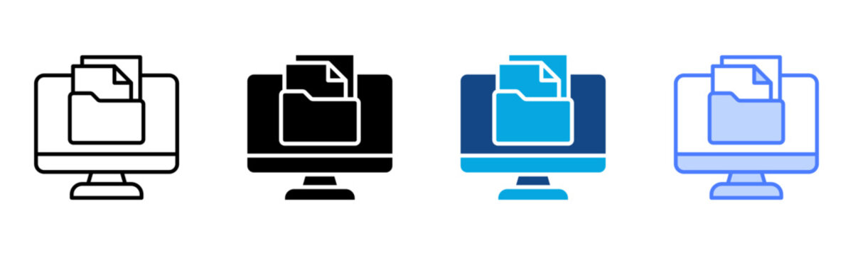 Monitor Icon Multiple Style Vector Illustration