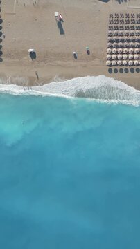 Vertical Aerial View of Kathisma Beach Coastline in Lefkada Greece