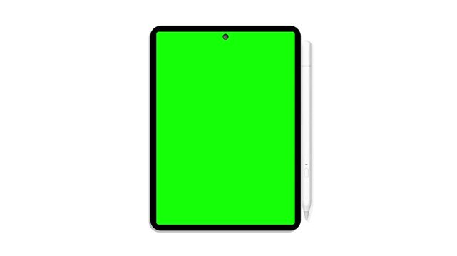 Animated tablet with green chroma key screen and stylus