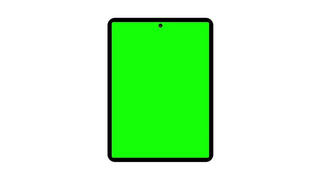 Tablet popping into view with green chroma key screen