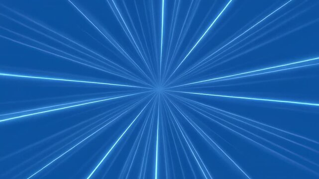 Abstract Blue Light Rays Bursting with Cinematic Motion During Night Sky