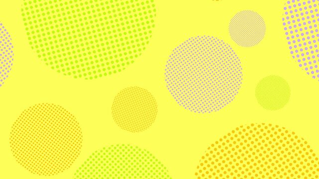 黄色の揺れる水玉をドットが流れる抽象モーション背景アニメーション