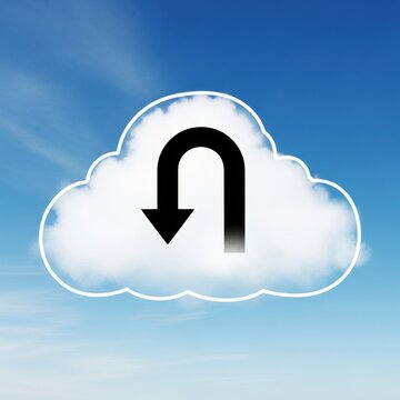 Cloud With U-Turn Arrow Symbolizing Reversal or Setback