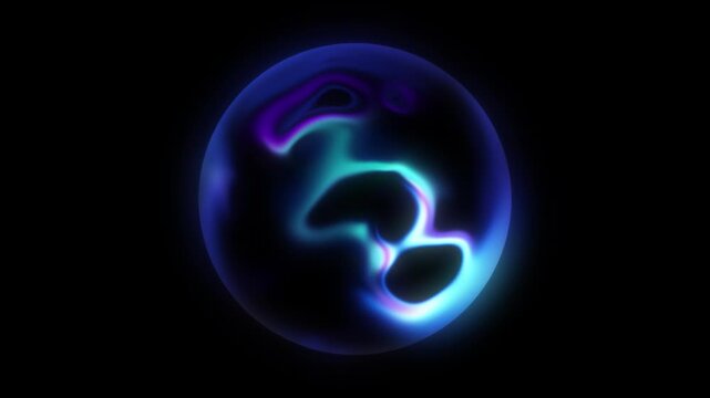 Abstract energy orb motion graphic. colorful sphere with swirling smoke effect within. energy and plasma dancing around glass container.&nbsp;3D motion graphic, seamless loop.