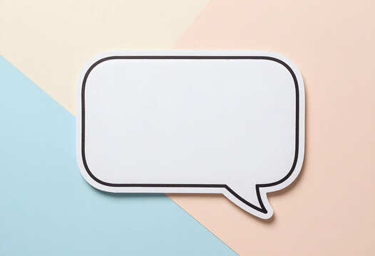 Communication and social media concept, blank white speech bubble for text on a pastel color background