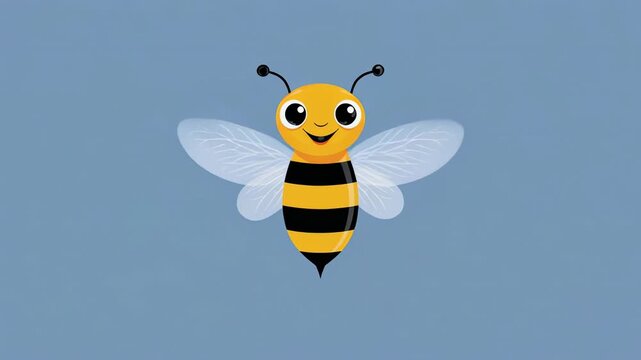 Animated busy bees buzzing in sequence against a soft blue background ideal for children's content