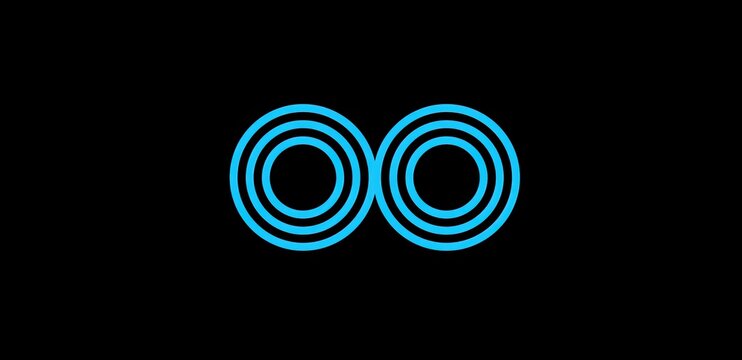 Abstract blue concentric circles forming an infinity symbol on a black background