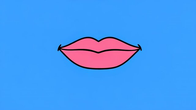 Animated lips speaking various vowels and consonants in a bright blue and black motion graphic