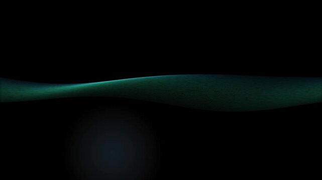 Abstract green digital wave pattern flowing on a black background in seamless loop