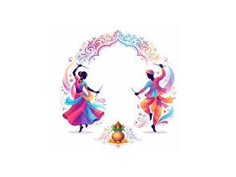 Navratri dandiya modern festival banner poster concept on background.