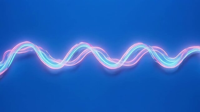 Abstract glowing waves in motion against a blue background with cinematic light and subtle focus shifts