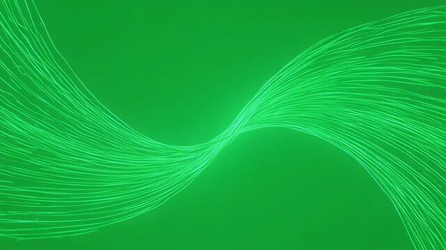 Abstract green wave of light particles flowing smoothly with bokeh background
