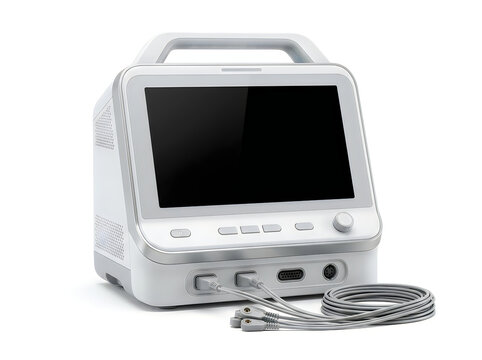 portable digital electrocardiogram ecg ekg machine medical diagnostic device isolated on transparent background