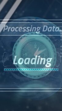 Animation of digital screen with data processing over eye of caucasian woman