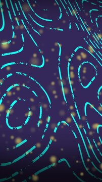 Animation of yellow spots over topography patterns in seamless pattern against blue background