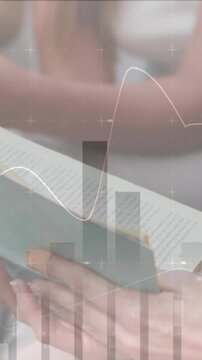 Animation of statistics and data processing over people reading books