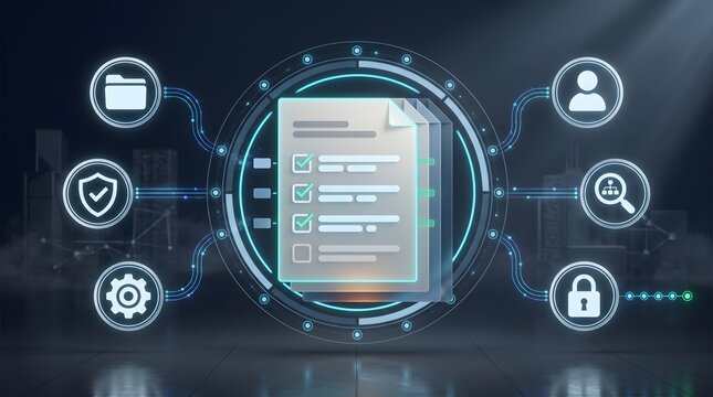 Cloud based information governance system illustrating secure corporate data storage and regulatory compliance