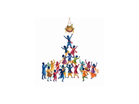Janmashtami festival logo concept on background.