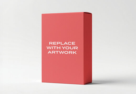 Rectangular packaging mockup with textured surface displayed vertically on a white studio background, template for branding, graphic design, and product display artwork replacement