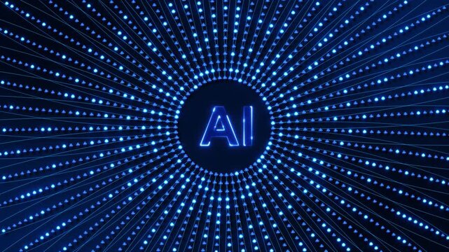 Futuristic AI core radiates light points, intelligent computing, AI automation, neural processing, generative 19, workflows, systems, enterprise innovation, emerging digital infrastructure.