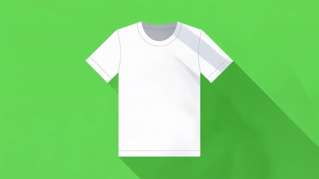 White T-shirts arranged in a grid with green background and long shadows in cinematic motion