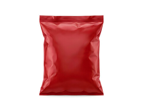 blank red foil pouch emergency ration package isolated on transparent background