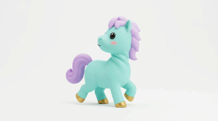 Fototapeta premium Cute Mint and Lavender Plush Unicorn Toy, Soft Stuffed Animal