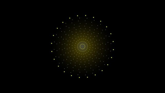 Abstract rotating circular star pattern on black background