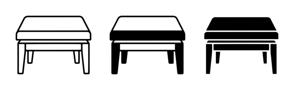 Modern Coffee Table Icons, Minimalist Furniture Vector Set, Contemporary Living Room Design Elements