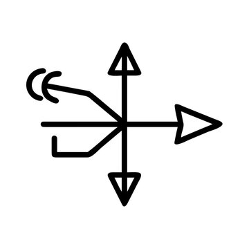 Wind direction compass arrow icon for meteorology and navigation art.