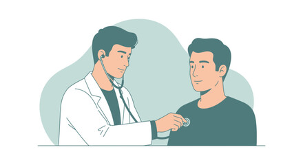 Obraz premium Doctor examining patient with stethoscope, isolated on transparent background
